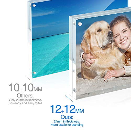 TWING Picture Frame, 8x10 Acrylic Photo Frames Horizontal Magnet Double Sided Photo Frame with Microfiber Cloth,12 + 12MM ...