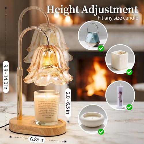 Flower Candle Warmer Lamp with Timer - Dimmable Electric Candle Lamp, Birthday Gifts for Women Mom, House Warming Gifts Ne...