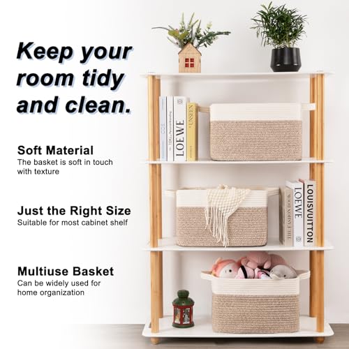 OIAHOMY 3 Pack Storage Baskets for Organizing, 13''X9.85''X8.7'' Storage Bins,Woven Basket with Handles, Toy Storage Bin,S...