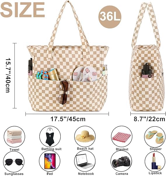 Bluboon Waterproof Beach Tote Pool Bags for Women Ladies Extra Large Carry On Bag With Wet Compartment for Weekender Travel
