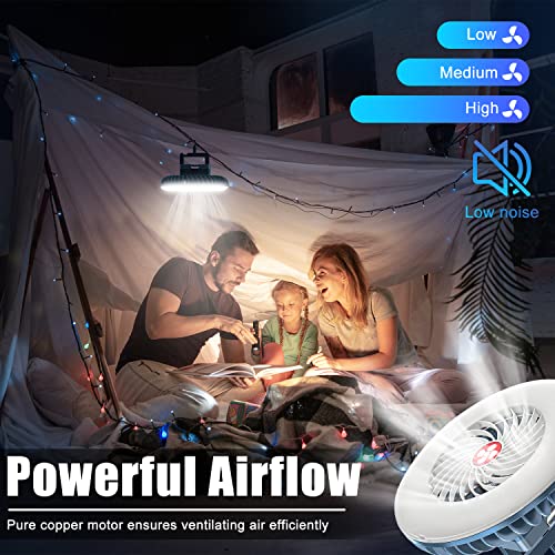 Portable Camping Fan with LED Lantern XTAUTO USB Rechargeable Waterproof Tent Fan with Hanging Hook Magnet Survival Kits f...