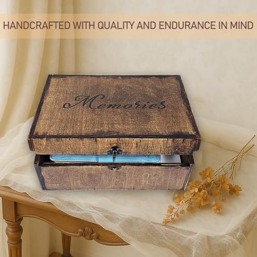 BeeGreeny Large Wooden Memory Box for Keepsakes, Wooden Keepsake Box for Memories, Weddings, Engraved Memory Keepsake Box,...