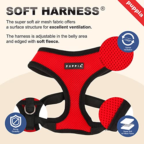 Puppia Soft Dog Harness No Choke Over-The-Head Triple Layered Breathable Mesh Adjustable Chest Belt and Quick-Release Buck...