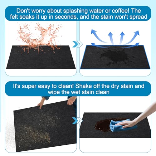 23.6x19.7 Inch Felt Water Cooler Mat,Water Cooler Mat for Hardwood Floor and Countertop Protector, Waterproof Mat for Mini...