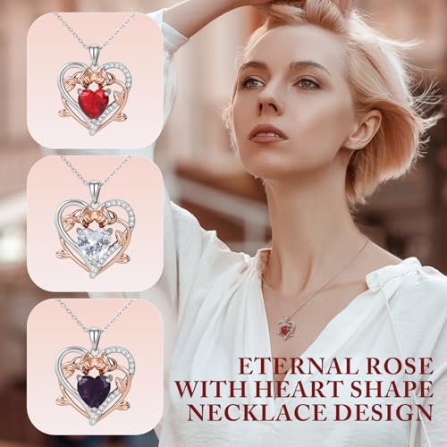 iceevery Preserved Real Rose with Necklace,Preserved Roses with Necklace,Forever Roses,Preserved Flowers, Gifts for Mom,Ro...