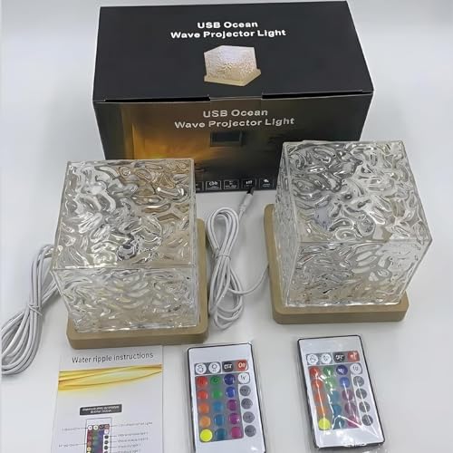 ZLDYPINK Ocean Wave Projector Light, 16 Colors Luminorthe Cube Lamp, 3D Holographic Water Ripple Lamp with Remote Control,...