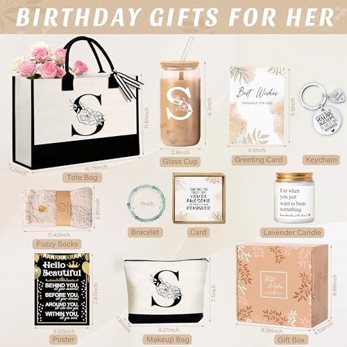 Lepiche Birthday Gifts for Women, Monogrammed Initial Gift for Teacher Wife Mom, Tote Bag