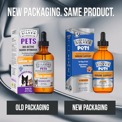 Sovereign Silver Pets Immune Support - Colloidal Silver, Bio-Active Silver Hydrosol, for Dogs and Cats 10 ppm, Liquid Drop...