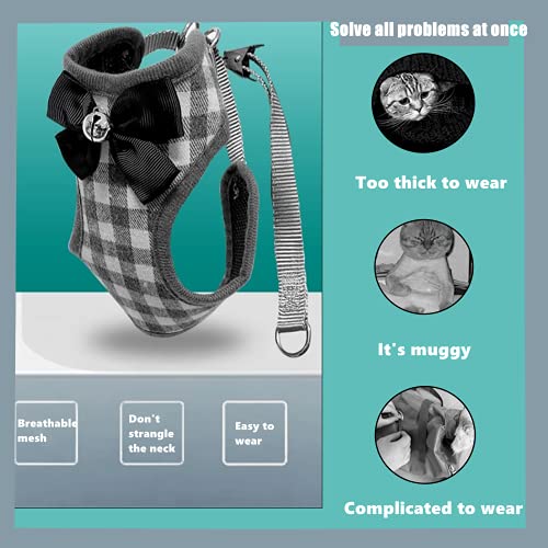 Cat Harness, Dog Harness and Leash Set, Bunny Rabbit Ferret Harness with Adjustable Buckle Comfort for Pet Kitten Small An...