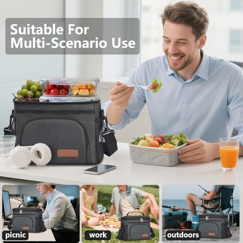 ExtraCharm Insulated Lunch Bag for Women/Men - Reusable Lunch Box for Office Picnic Hiking Beach - Leakproof Cooler Tote B...