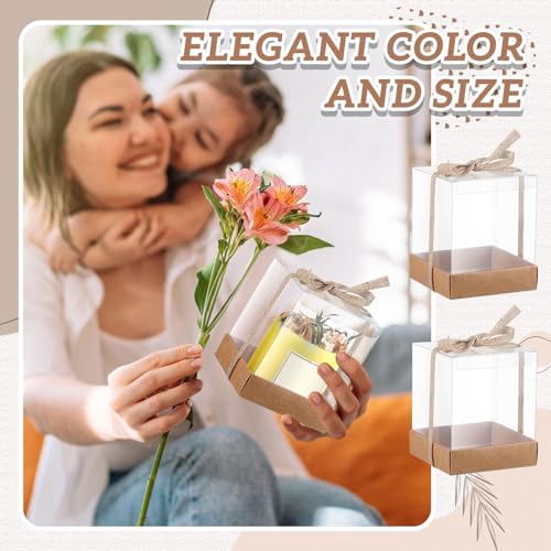 Cunno 24 Sets 3.5 x 3.5 x 4.3 in Candle Gift Package Valentine's Transparent Box 4-18 oz Handmade Tealight Candle Holder P...