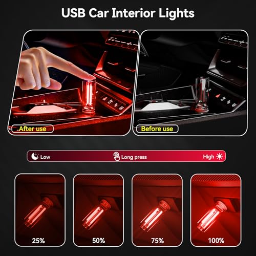 UBAPEV 4 PCS USB Night Light, Touch Dimmable Mini USB LED Car Interior Ambient Lights, Portable Plug-in Glass Bottle Night...