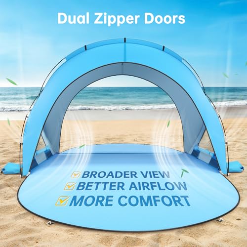 Raynesys Beach Tent Sun Shelter, Beach Shade Tent with UPF50+ UV Protection, Portable Sun Shelter for 1-3 Person, Shade Te...