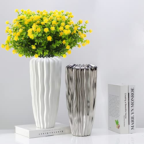 DRT DERUITAI Artificial Flowers Outdoor,UV Resistant Fake Flowers 20 Bundles Faux Outdoor Plants Plastic Flowers Greenery ...