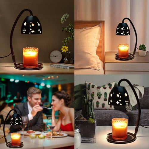 KEBEN Candle Warmer Lamp, Electric Candle Lamp Warmer, Metal Foldable Wax Melting Warmer for Jar Candles with 2 Bulbs, Mot...
