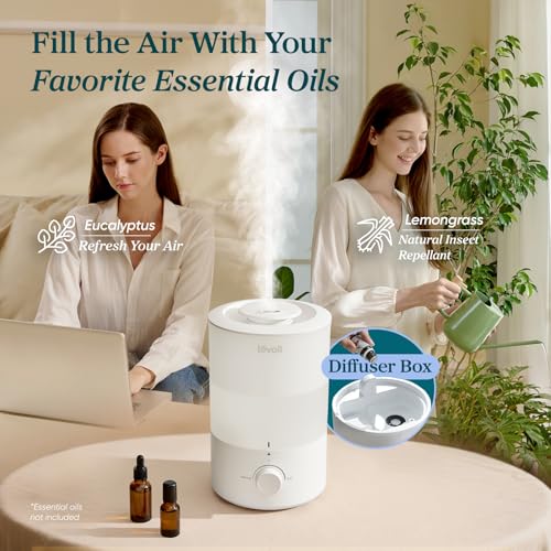 LEVOIT - Humidifiers for Bedroom - Quiet (3L Water Tank) - Cool Mist/Top Fill/Essential Oil Diffuser/25Watt - Home/Large R...