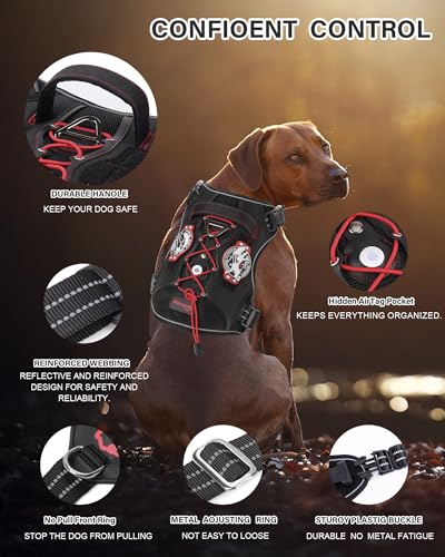 PETNANNY Tactical Dog Harness, No Pull Vest with Reflective Strips, Breathable Air Mesh, Adjustable Comfort Fit for Outdoo...