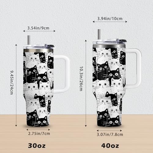 CGMIBAS Cat Lover Gifts, Gift for Cats Lovers Women Men Girls Funny 40oz Black Cats Themed Tumbler Cups with Handle - Ever...