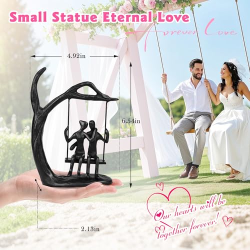 Kresecioo Anniversary Wedding Gifts for Couple/Her - Romantic Couple Statue in Love, Black Metal Figurine Sweet Loving Tog...