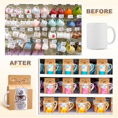 Kosiz 36 Pcs Kraft Mug Boxes Sublimation Coffee Mugs Gift Bags with Window Packaging Storage Box for Shipping Selling Wedd...