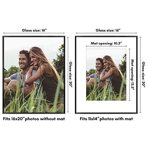 Americanflat 16x20 Metal Picture Frame with Tempered Glass - Use as 11x14 Frame with Mat or Display 16x20 Photo Without Ma...