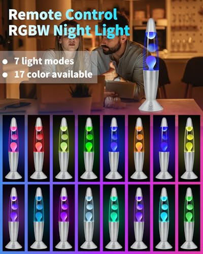 17 Colors Changing Liquid Motion Lamp with Remote: 16 Inch LED Night Light for Kids Adults - Relaxing Table lamp for Bedro...