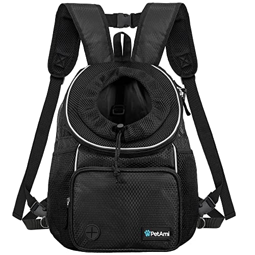 PetAmi Dog Front Carrier Backpack, Adjustable Dog Pet Cat Chest Carrier Backpack, Ventilated Dog Carrier for Hiking Campin...