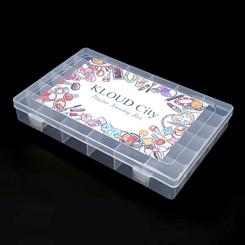 KLOUD City Clear Plastic Jewelry Box Organizer Storage Container with Adjustable Dividers (36 Grids)