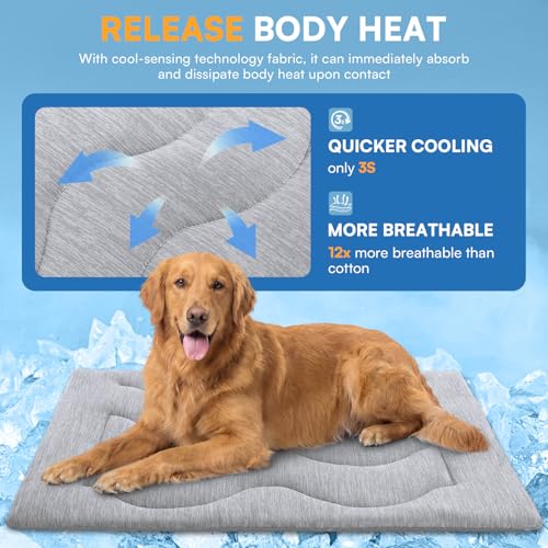 Queenmore Dog Cooling Mat, Cool Dog Mat, Portable Flat Pet Pads for Dogs, Materials Safe, Washable Non-Slip Cooling Pet Pa...
