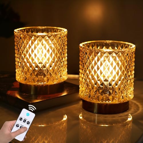 SJIE Battery Operated Lamp - Stylish Small Lamps Decorative with Timer & 3 Light Modes, No Plug in Lamps Cordless Battery ...