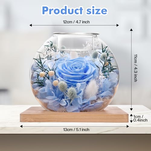 NERCHVO Preserved Rose in Glass Dome with Scented Candles, Romantic Gift for Women, Birthday for Girlfriend, Wife, Mom