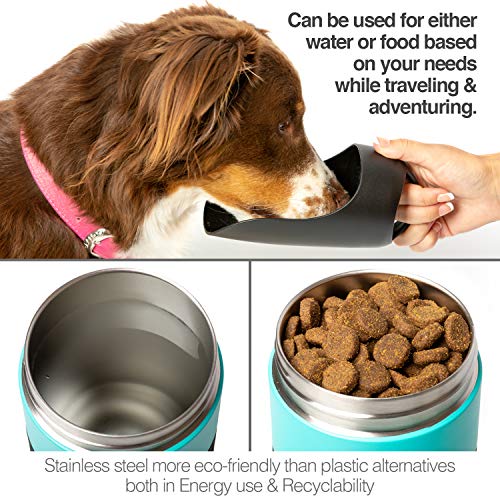 PetFusion Portable Dog Water Bottle & Dispenser (New-Large 22oz Dispenser) Insulated 2 Wall Stainless Steel- Optimal Cool ...