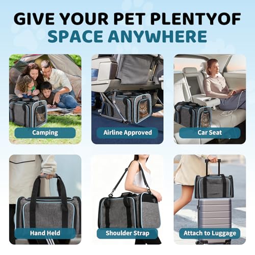 Cat Carrier - Airline Approved Expandable Soft Side Pet Carrier, Collapsible Pet Travel Bag Carrier with Foldable Pet Bowl...