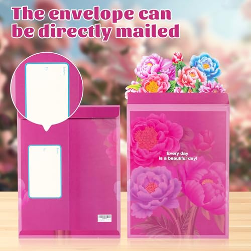 Airpark Mothers Day Gifts Pop Up Flower Card, 3D Peony Bouquet Mothers Day Cards for Mom Women, Birthday, Thank You, Teach...