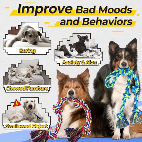 Eefitoys Tough Dog Rope Toys for Aggressive Chewers, Tough Tug of War Dog Toys for Large, Medium & Small Dogs – 5 Pack Inc...