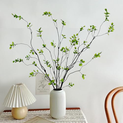 Cherica 4 Pcs Artificial Ficus Branches Faux Eucalyptus Stems, 47.2 Inch Fake Greenery Stems Artificial Plants for Vase Fi...