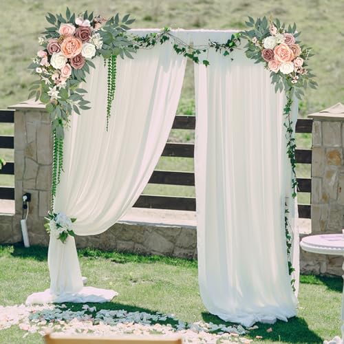 Finphoon Pink Wedding Arch Flowers Set of 2, Artificial Wedding Arch Floral Swag Arrangement for Reception Photo Backdrop ...