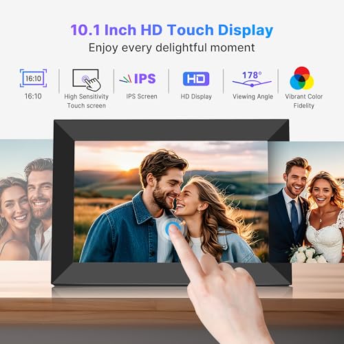 Uhale Digital Picture Frame 32GB Storage 10.1 Inch WiFi Electronic Photo Frames SD Card Slot IPS Touch Screen HD Display A...
