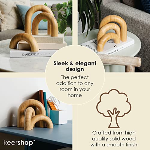 KeerShop 3-Piece Natural Arches Home Decor Set – Aesthetic Shelf Objects, Coffee Table, and Bookshelf Accent, Japandi Mode...