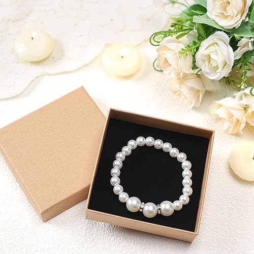 Tenceur 100 Pcs Jewelry Gift Boxes Bulk Kraft Jewelry Cardboard Box for Necklace Earring Bracelet Storage Package