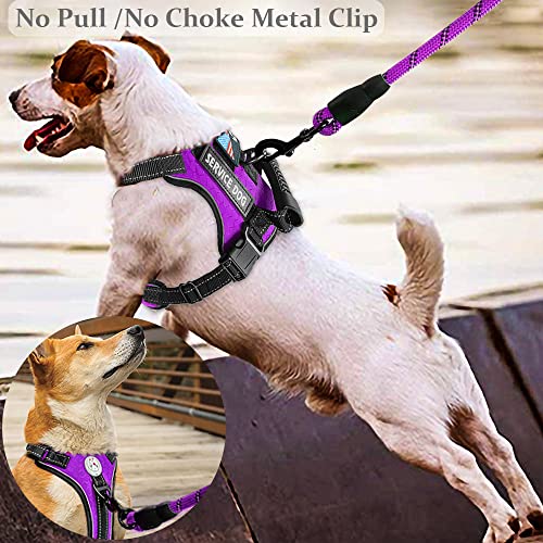 Cymiler Service Dog Vest,No-Pull Dog Harness and Leash Set,Adjustable Oxford Reflective Service Dog Vest Harness with Hand...