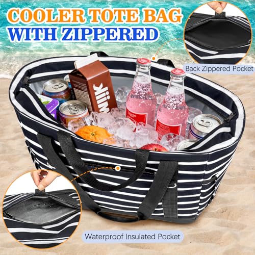 HUANLANG Soft Cooler Bag Insulated for Travel,Large Insulated Grocery Bags with Zippered Top,PEVA Collapsible Food Deliver...