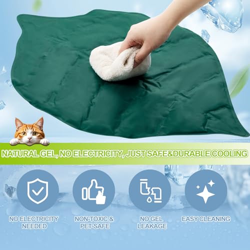 Drydiet Self Cooling Mat for Cats - Large Leaf Shaped - 27 x 18.5 Inch Summer Pet Cool Mats for Cats and Puppies, Reversib...