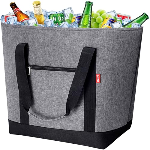 LHZK Jumbo Cooler Bag, Collapsible Leakproof Insulated Bag with Zipper & Handles, Soft Insulated Grocery Bags for Shoppin...