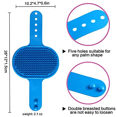 Aoche Dog Bath Brush Pet Bath Comb Brush Soothing Massage Rubber Comb 2pcs with Adjustable Ring Handle for Long Short Hair...
