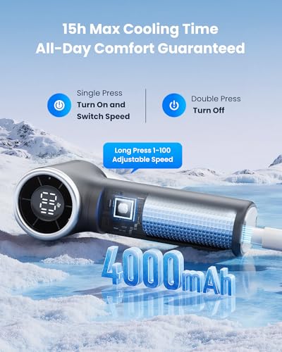 Gaiatop Mini Portable Handheld Fan, 4000mAh [15h Max Runtime] Personal Turbo Fans Pocket Size, High Speed 1-100 Adjustable...