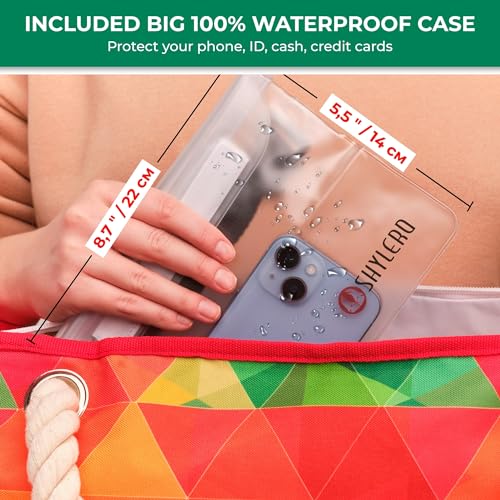 Beach Bag and Pool Bag Has Cooler Pocket, 7 Pockets Total, Zip Top. Family Size Waterproof Beach Tote
