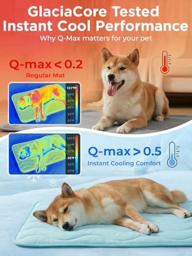 Dog Cooling Mat for Large Dogs, 42"x28" Breathable Self Cooling Crate Mat for Dogs & Cats, QMAX>0.5 Portable Washable Pet ...