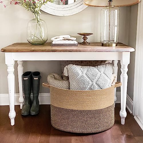 Goodpick Extra Large Wicker Storage Basket, 83L Woven Blanket Storage for Living Room, Round Baby Basket for Clothes, Big ...