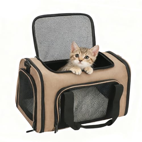 DALASITING Airline Approved Pet Carrier for Cats and Small Dogs Up to 15lbs, Cat Dog Carrier with Safety Leash, Adjustable...